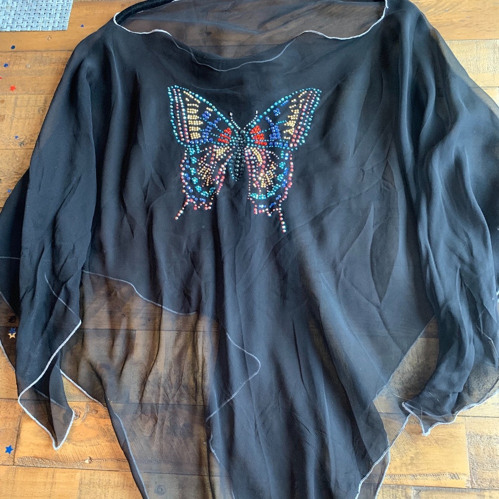 Sheer flowing fun butterfly top